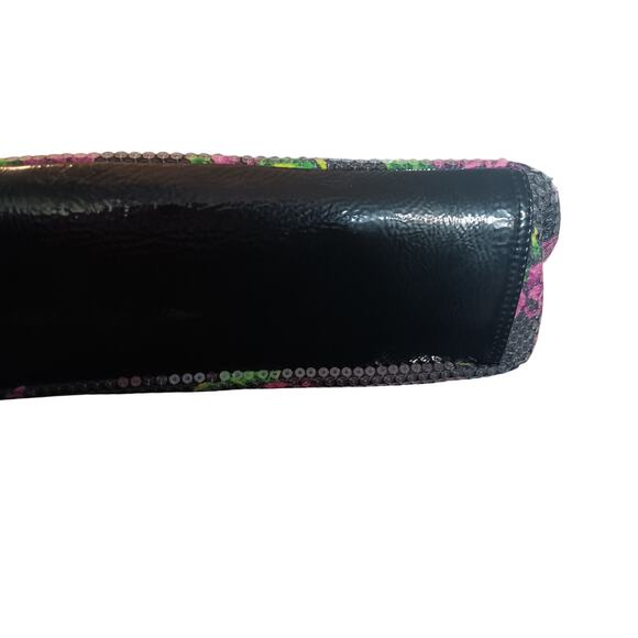 Betsey Johnson  floral sequined black Purse crossbody handbag shoulder bag   *E - Picture 5 of 7
